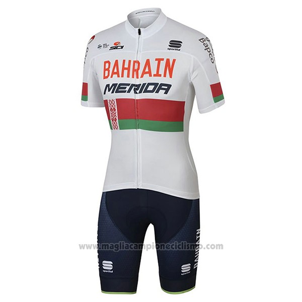 2017 Abbigliamento Ciclismo Bahrain Merida Campione Bielorusso Manica Corta e Salopette